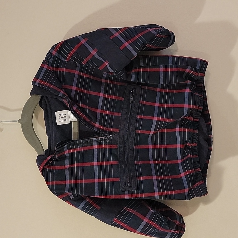 Vintage Baby Gap windbreaker plaid 12-18 month windbreaker spring jacket blue